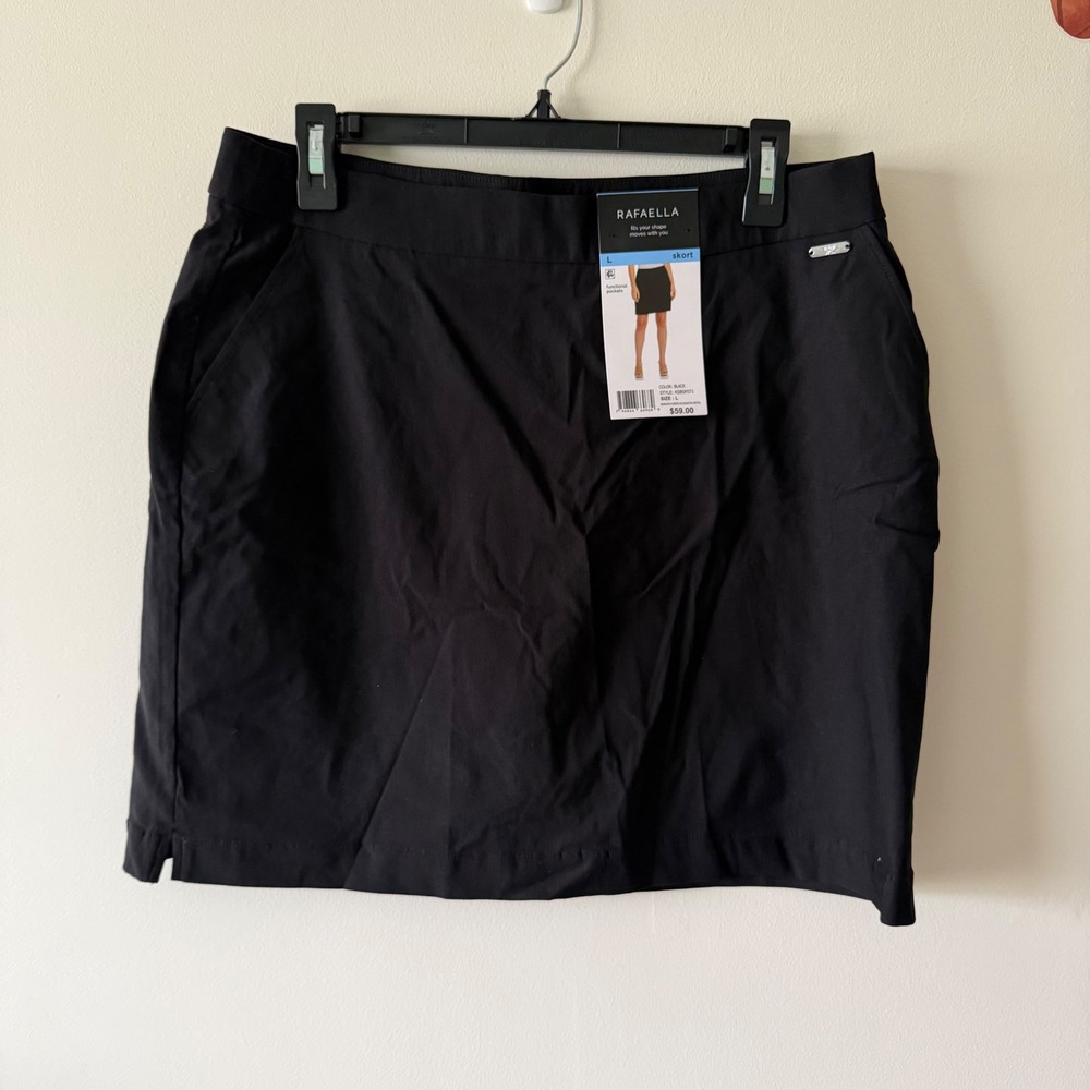Rafaella Womens Black Professional Skort, Functional Pockets Size L RSBSF071